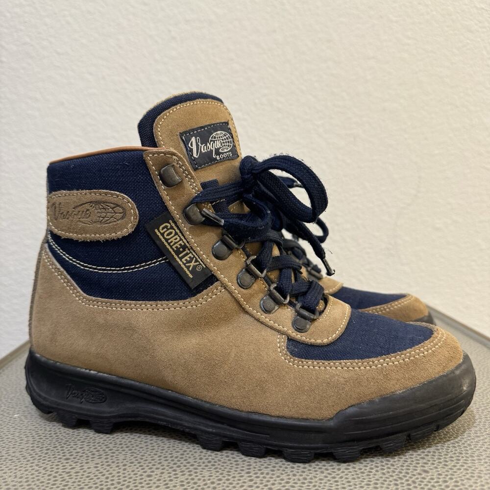 WOMENS VASQUE SKYWALK GORE TEX HIKING BOOTS NAVY/BROWN SIZE 7